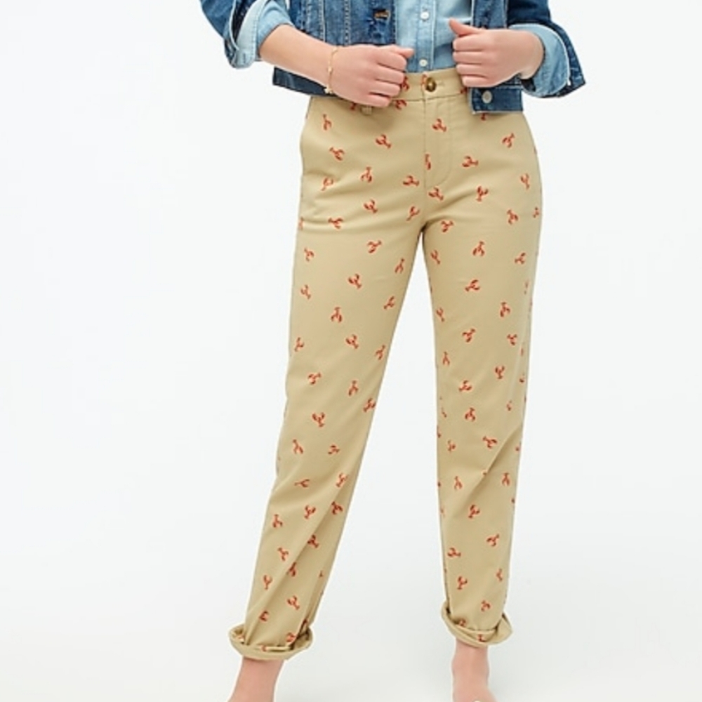 🦞 J CREW  Lobster high-rise girlfriend chino pant. NWT  6
